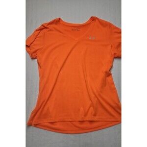Under Armour Women's Heat Gear Short Sleeve Orange Top Sz XL EUC